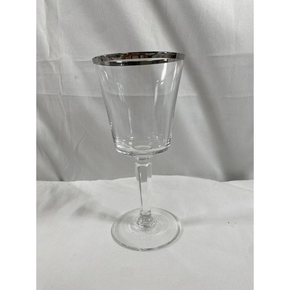 Lot of 5 Lenox Solitaire Platinum Wine Glass Water Goblet Crystal #681 READ